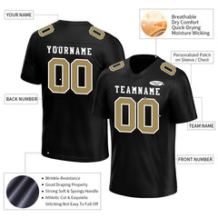 Custom Black Glod Football Jersey Player Fans Team Uniforms For Adult Youth Unisex