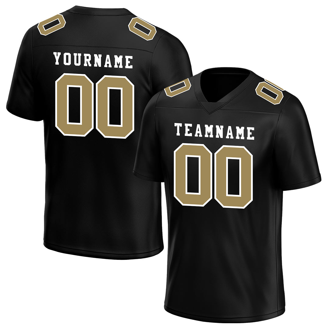 Custom Black Glod Football Jersey Team Uniforms For Adult Youth Unisex