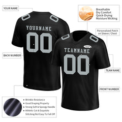 Custom Black Gray Football Jersey Player Fans Team Uniforms For Adult Youth Unisex