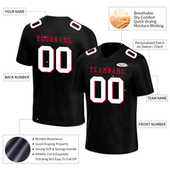 Custom Black Red Football Jersey Player Fans Team Uniforms For Adult Youth Unisex