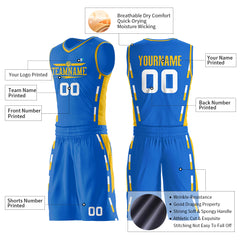 Custom Reversible Blue Basketball Uniform Personailzed Printed Athletic Sports Shirts Mesh Jersey