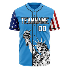 Custom Blue National USA Flag Two Tone Authentic Vintage Baseball Jersey