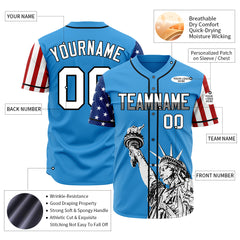 Custom Blue National USA Flag Two Tone Authentic Vintage Baseball Jersey