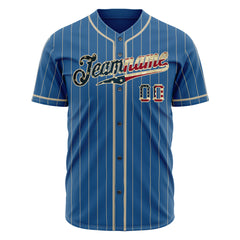 Custom Blue National Flag Pinstripe Fans Special Edition Authentic Vintage Baseball Jersey