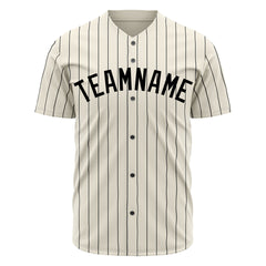 Custom Pinstripe Cream Full Button Down Mesh Fans Special Edition Authentic Baseball Jersey