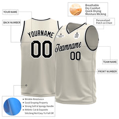 Custom Cream Basketball Jersey Mesh Sports Performance Team Uniform