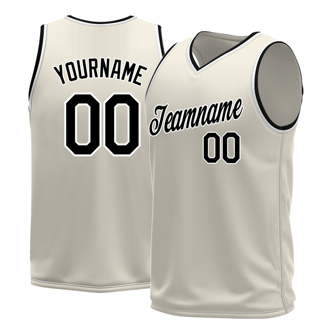 Custom Cream Basketball Jersey Mesh Sports Performance Team Uniform