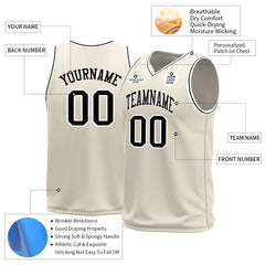 Custom Cream Basketball Jersey Mesh Sports Athletic Performance Shirts