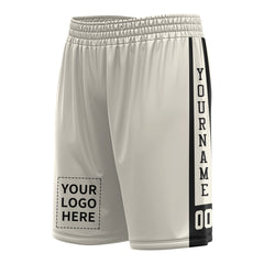 Custom Cream Mesh Sports Basketball Shorts with Side Pockets