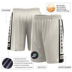 Custom Cream Mesh Sports Basketball Shorts with Side Pockets