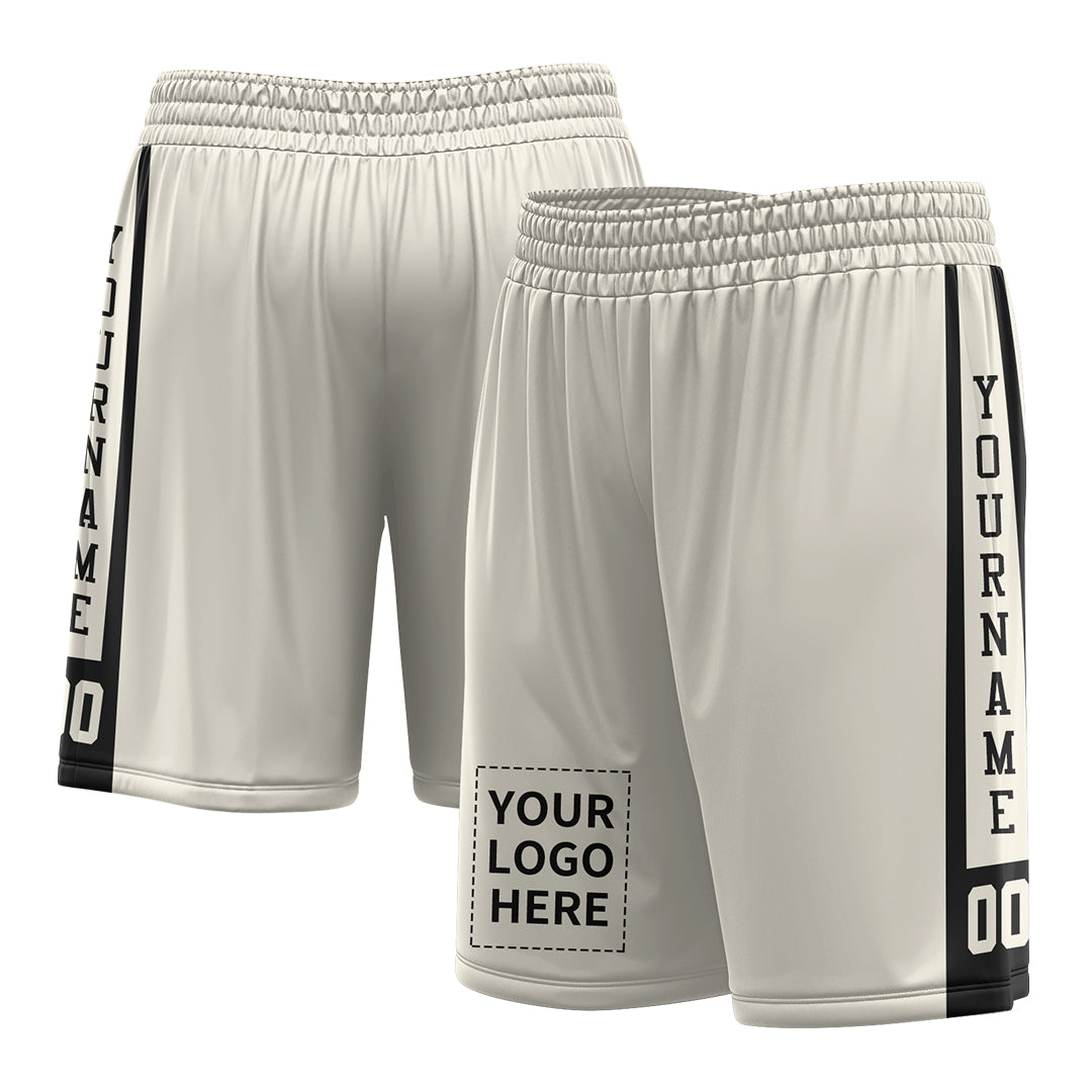 Custom Cream Mesh Sports Basketball Shorts with Side Pockets