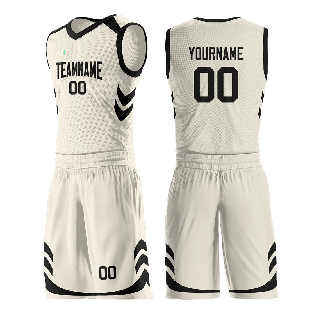 Custom Cream Basketball Uniform For Adult Youth Fans Mesh Jersey