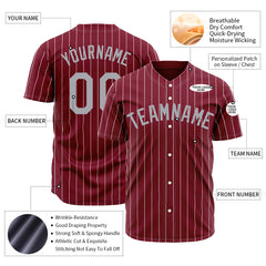 Custom Pinstripe Crimson Full Button Down Mesh Fans Special Edition Authentic Baseball Jersey