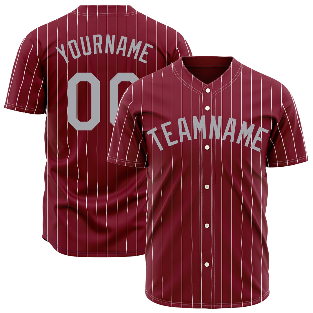 Custom Pinstripe Crimson Full Button Down Mesh Fans Special Edition Authentic Baseball Jersey