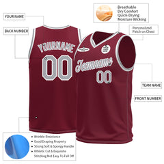 Custom Crimson Basketball Jersey Mesh Sports Performance Team Uniform