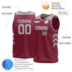 Custom Crimson Mesh Basketball Athletic Performance Jersey