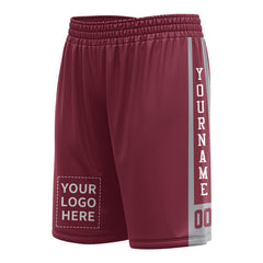 Custom Crimson Mesh Sports Basketball Shorts with Side Pockets