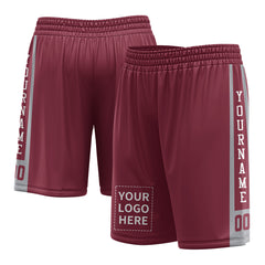 Custom Crimson Mesh Sports Basketball Shorts with Side Pockets