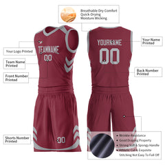 Custom Crimson Basketball Uniform For Adult Youth Fans Mesh Jersey