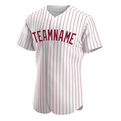 Custom Crimson Pinstripe Full Button Down Mesh Fans Special Edition Authentic Baseball Jersey