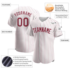 Custom Crimson Pinstripe Full Button Down Mesh Fans Special Edition Authentic Baseball Jersey