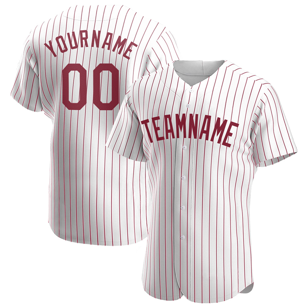 Custom Crimson Pinstripe Full Button Down Mesh Fans Special Edition Authentic Baseball Jersey