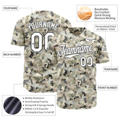 Custom Camo Baseball Jersey Full Button Down Fans Special Edition Authentic Sport Shirt