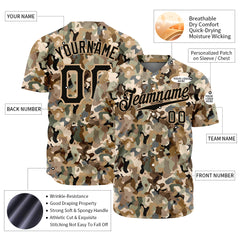 Custom Digital Camo Baseball Jersey Full Button Down Fans Special Edition Authentic Shirt