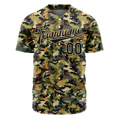 Custom Army Camo Baseball Jersey Full Button Down Fans Special Edition Authentic Shirt