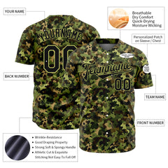 Custom Army Camo Baseball Jersey Full Button Down Fans Special Edition Authentic Shirt