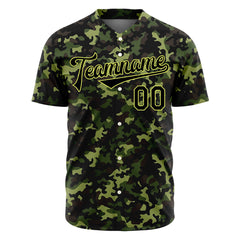 Custom Army Camo Baseball Jersey Full Button Down Fans Special Edition Authentic Shirt