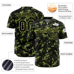 Custom Army Camo Baseball Jersey Full Button Down Fans Special Edition Authentic Shirt