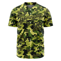 Custom Army Camo Baseball Jersey Full Button Down Fans Special Edition Authentic Shirt