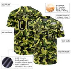 Custom Army Camo Baseball Jersey Full Button Down Fans Special Edition Authentic Shirt