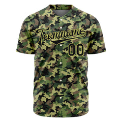 Custom Army Camo Baseball Jersey Full Button Down Fans Special Edition Authentic Shirt