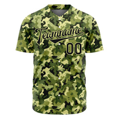 Custom Army Camo Baseball Jersey Full Button Down Fans Special Edition Authentic Shirt