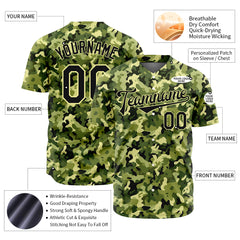 Custom Army Camo Baseball Jersey Full Button Down Fans Special Edition Authentic Shirt