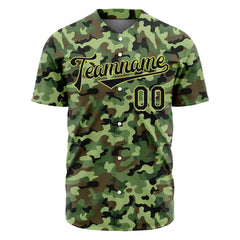 Custom Army Camo Baseball Jersey Full Button Down Fans Special Edition Authentic Shirt