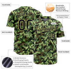 Custom Army Camo Baseball Jersey Full Button Down Fans Special Edition Authentic Shirt