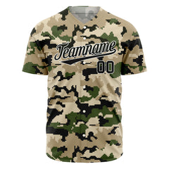 Custom Camo Baseball Jersey Full Button Down Fans Special Edition Authentic Shirt