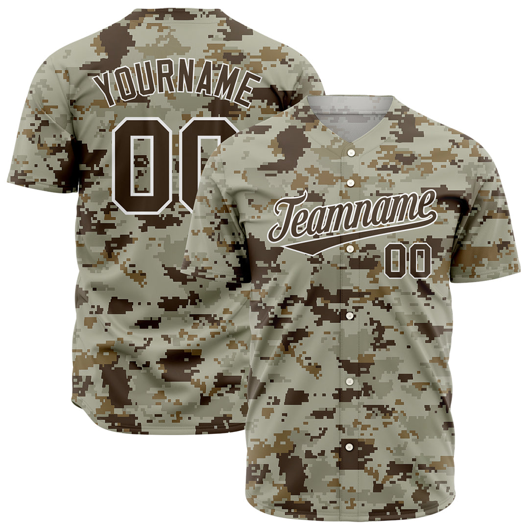 Custom Camo Baseball Jersey Full Button Down Fans Special Edition Authentic Shirt