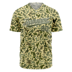 Custom Camo Baseball Jersey Full Button Down Fans Special Edition Authentic Shirt