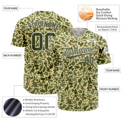 Custom Camo Baseball Jersey Full Button Down Fans Special Edition Authentic Shirt