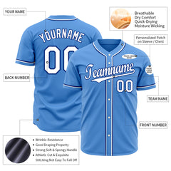 Custom Elecrtic Blue Full Button Up Mesh Fans Special Edition Authentic Baseball Jersey