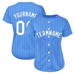 Custom Pinstripe Elecrtic Blue Full Button Down Mesh Fans Special Edition Authentic Baseball Jersey