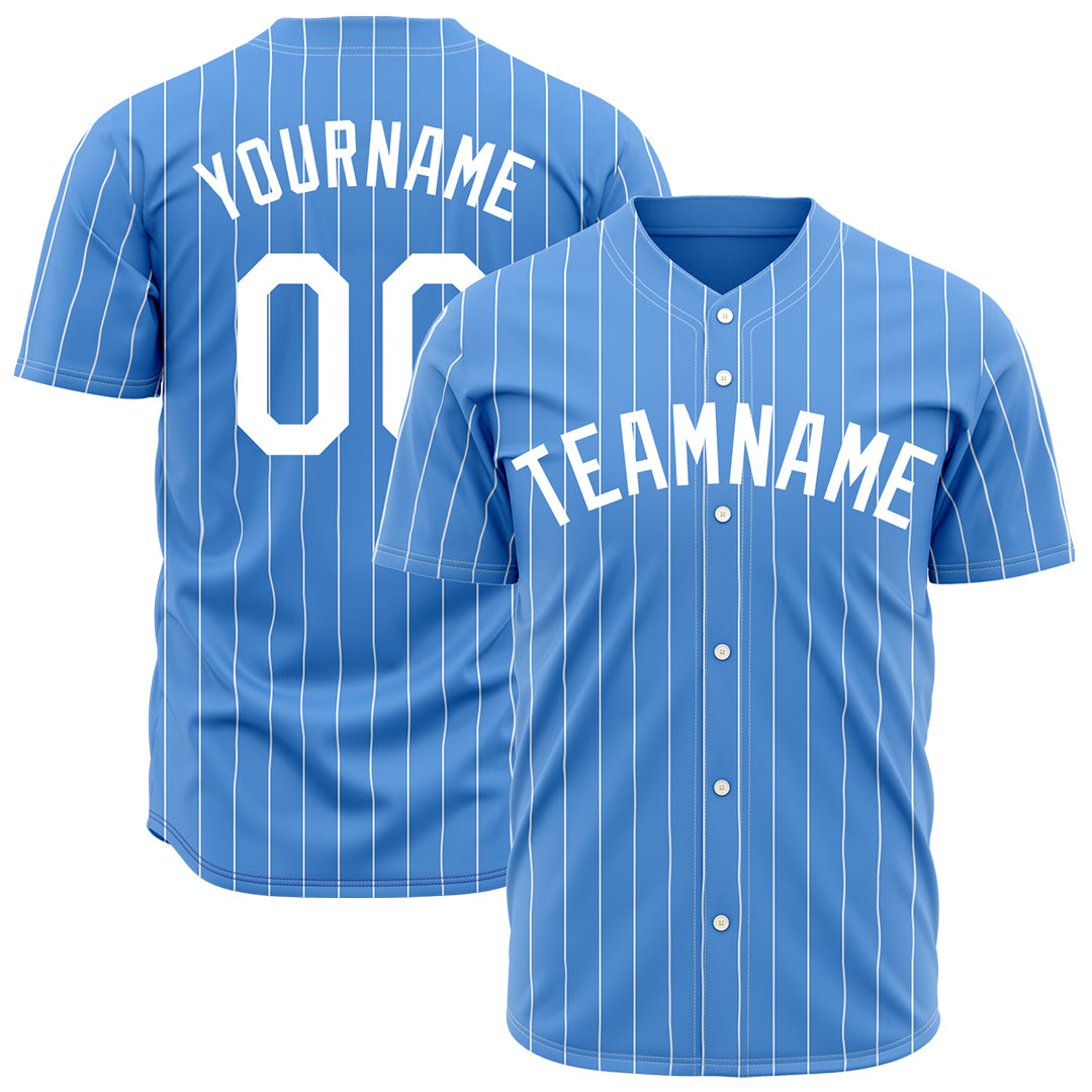 Custom Pinstripe Elecrtic Blue Full Button Down Mesh Fans Special Edition Authentic Baseball Jersey