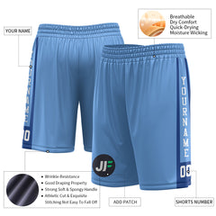 Custom Elecrtic Blue Mesh Sports Basketball Shorts with Side Pockets