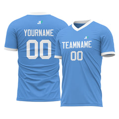 Custom Elecrtic Blue Soccer Uniform For Adult Youth Fans Jersey