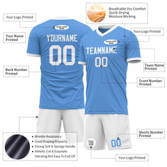 Custom Elecrtic Blue Soccer Uniform For Adult Youth Fans Jersey