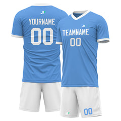 Custom Elecrtic Blue Soccer Uniform DIY For Adult Youth Fans Jersey